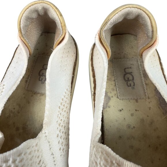 UGG Sammy Knit Slip-On Sneakers Womens Size 7 White Leather Flats - Picture 11 of 11